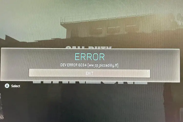 Dev Error 6034