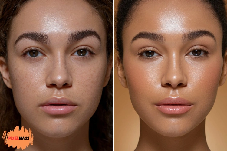 A split-screen image showing a woman before and after a medspa treatment