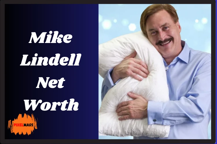 Mike Lindell smiling and hugging a pillow.