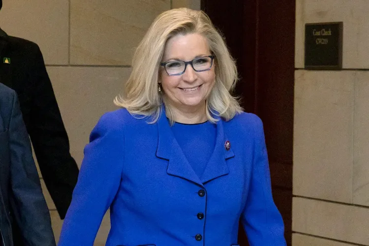 Professional portrait-style illustration of Liz Cheney