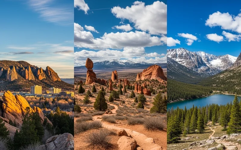 Scenic Colorado landscapes, Flatirons in Boulder, Garden of the Gods, Rocky Mountain National Park