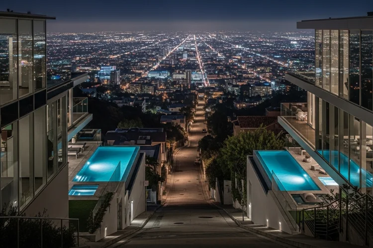 A steep hillside street in the Bird Streets neighborhood.