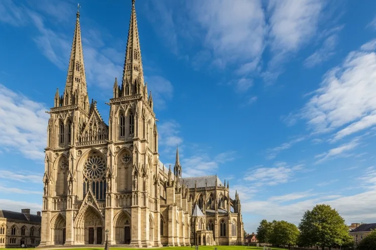 Exterior of Cathedral of St. John the Baptist with twin spires