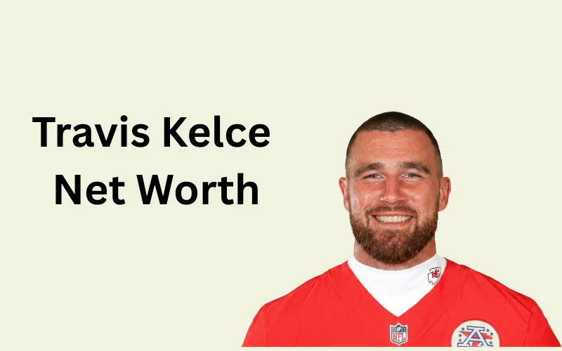 Travis Kelce, Kansas City Chiefs player with high net worth wearing red jersey.