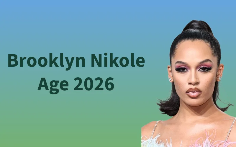 Brooklyn Nikole Age 2026 feature image showing Brooklyn Nikole with a high ponytail and glamorous makeup beside the article title on a blue and green gradient background.