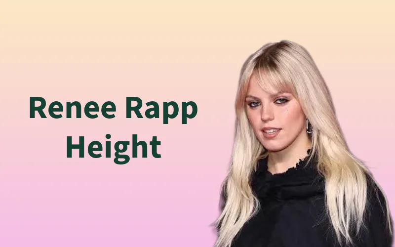 Renee Rapp Height feature image showing Renee Rapp with blonde hair in a black outfit beside the article title on a pink gradient background.